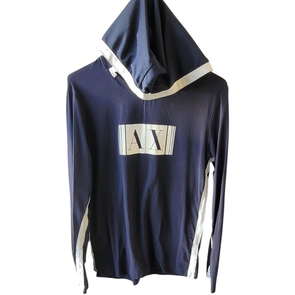 💙👔 Armani Exchange Navy Stretch Hoodie 👔💙 - Picture 2 of 7